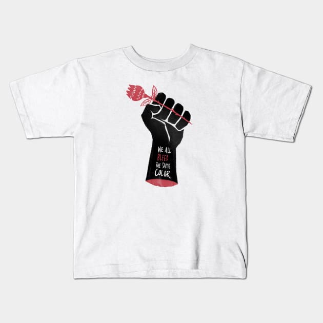 We all bleed the same color | BLM Kids T-Shirt by Chewbarber